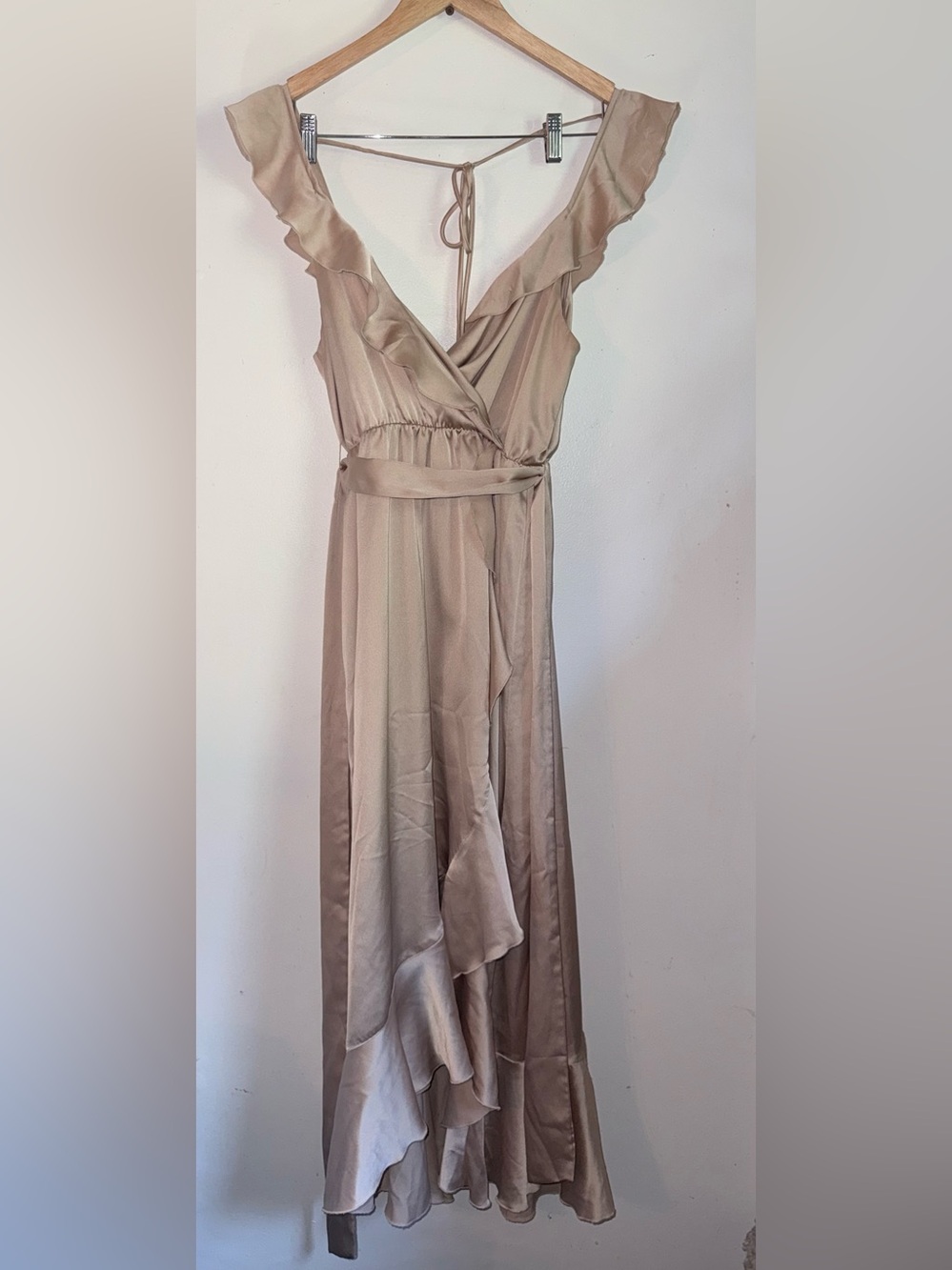 Show Me Your MuMu Samantha Satin Luxe Wrap Dress Size M - Picture 3 of 11